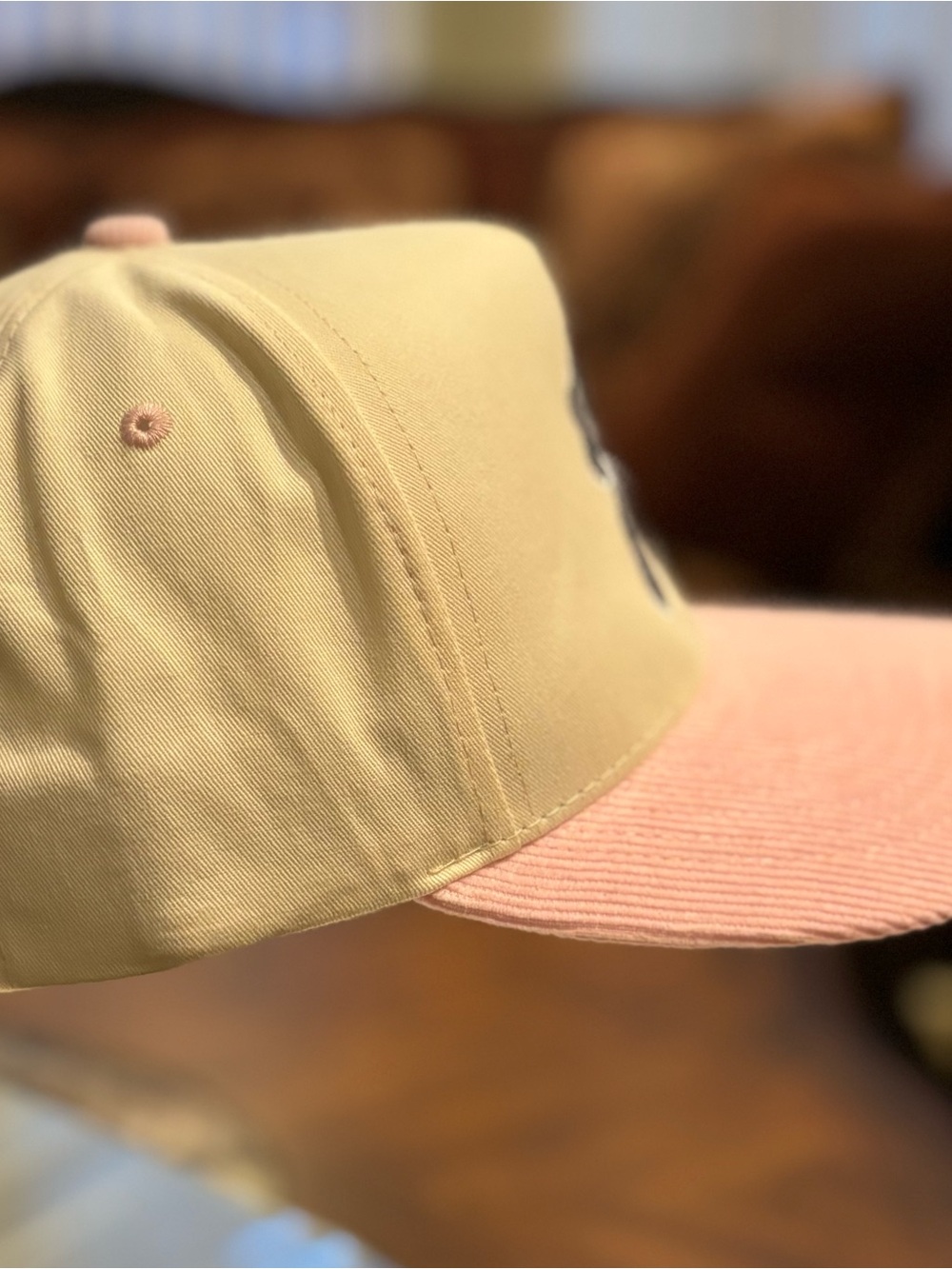 Cleveland Indians Cream & Pink Visor Corduroy SnapBack Hat - Picture 3 of 5